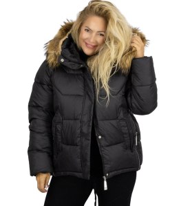 Ciepła kurtka zimowa dłuższa bomberka WINTER QUEEN (Czarny)