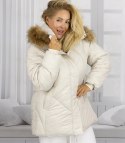 Ciepła kurtka zimowa trapezowy krój COCO (Biały)