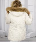 Ciepła kurtka zimowa trapezowy krój COCO (Biały)