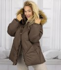 Ciepła kurtka zimowa trapezowy krój COCO (Brązowy)