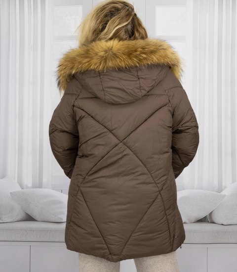 Ciepła kurtka zimowa trapezowy krój COCO (Brązowy)