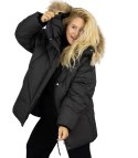 Ciepła kurtka zimowa trapezowy krój COCO (Czarny)