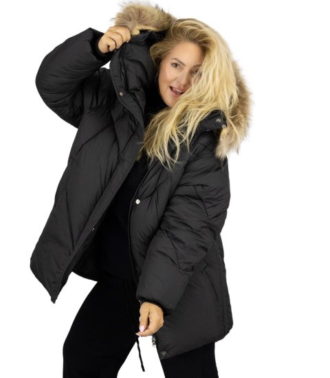 Ciepła kurtka zimowa trapezowy krój COCO (Czarny)