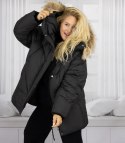 Ciepła kurtka zimowa trapezowy krój COCO (Czarny)