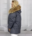 Ciepła kurtka zimowa trapezowy krój COCO (Szary)