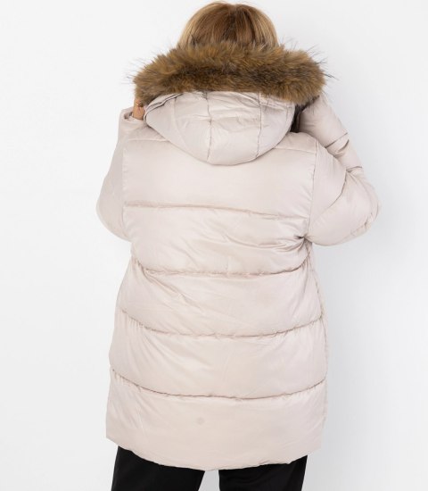 Ciepła kurtka zimowa z kapturem z futerkiem URBAN EXPLORER PLUS SIZE (Beżowy)