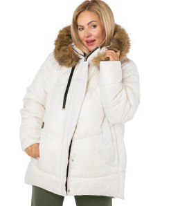 Ciepła kurtka zimowa z kapturem z futerkiem URBAN EXPLORER PLUS SIZE (Biały)