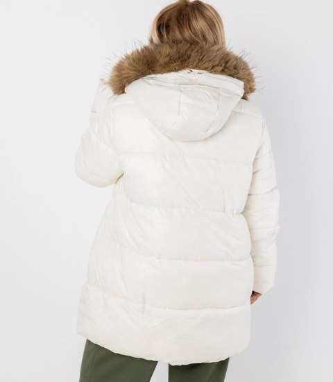 Ciepła kurtka zimowa z kapturem z futerkiem URBAN EXPLORER PLUS SIZE (Biały)