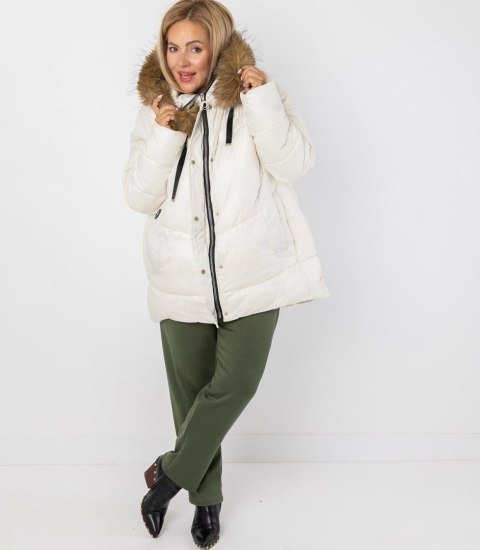 Ciepła kurtka zimowa z kapturem z futerkiem URBAN EXPLORER PLUS SIZE (Biały)