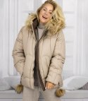 Ciepła kurtka zimowa z ozdobnymi pomponami SHAKIRA (Beżowy)