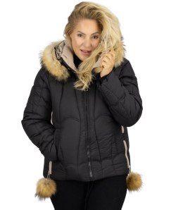 Ciepła kurtka zimowa z ozdobnymi pomponami SHAKIRA (Czarny)