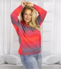 Ciepły damski sweter oversize piękny OMBRE (Czerwony)