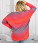 Ciepły damski sweter oversize piękny OMBRE (Czerwony)