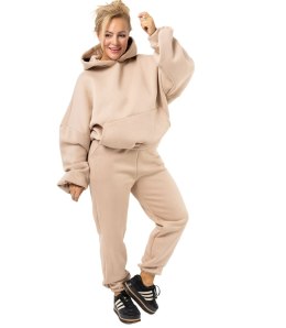 Ciepły gruby komplet dresowy bluza + spodnie STELLA (Beżowy)