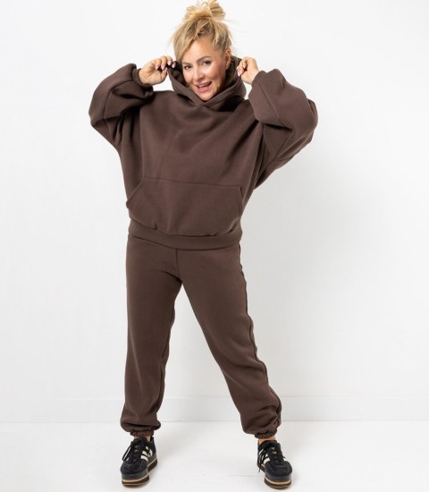 Ciepły gruby komplet dresowy bluza + spodnie STELLA (Brązowy)