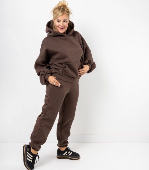 Ciepły gruby komplet dresowy bluza + spodnie STELLA (Brązowy)