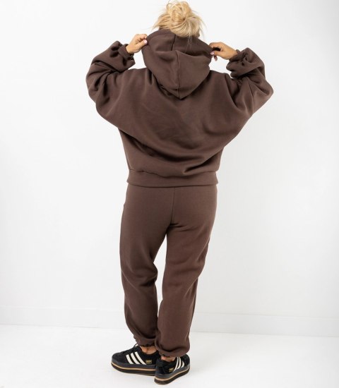 Ciepły gruby komplet dresowy bluza + spodnie STELLA (Brązowy)