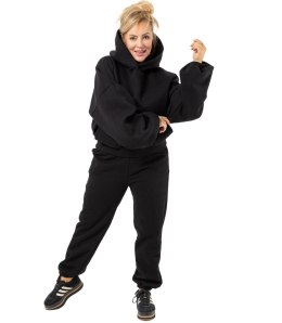 Ciepły gruby komplet dresowy bluza + spodnie STELLA (Czarny)