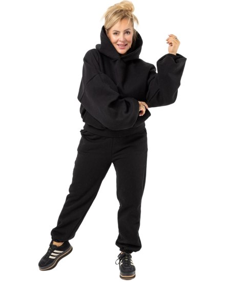 Ciepły gruby komplet dresowy bluza + spodnie STELLA (Czarny)