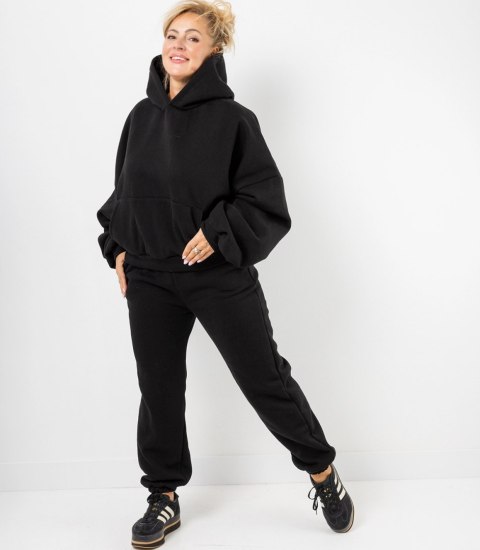 Ciepły gruby komplet dresowy bluza + spodnie STELLA (Czarny)