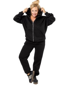 Ciepły gruby komplet dresowy rozpinana bluza LAURA (Czarny)