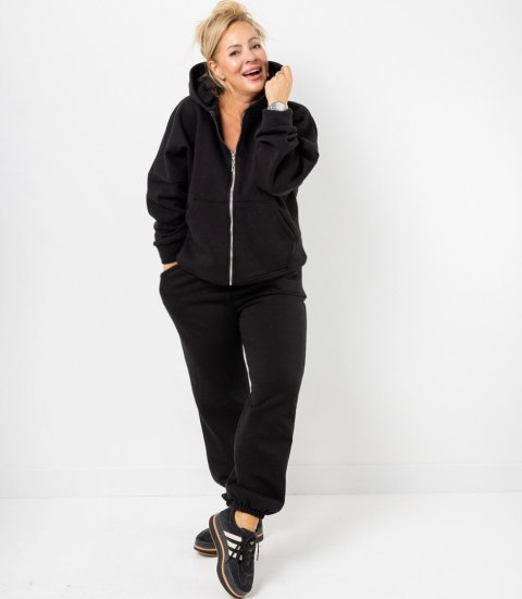 Ciepły gruby komplet dresowy rozpinana bluza LAURA (Czarny)