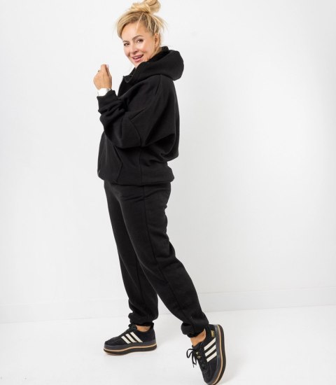 Ciepły gruby komplet dresowy rozpinana bluza LAURA (Czarny)