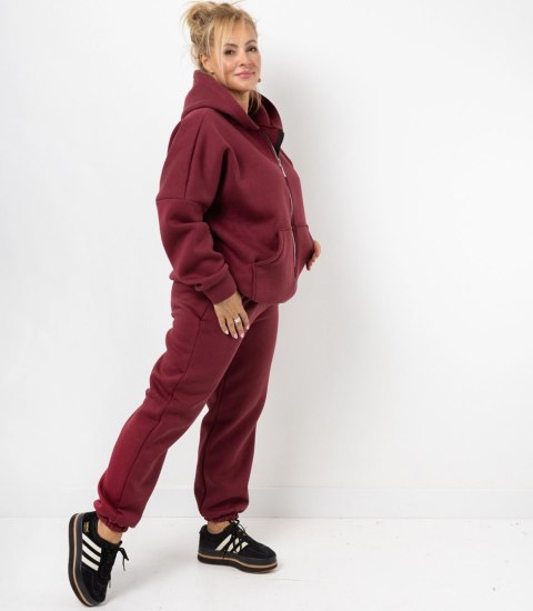 Ciepły gruby komplet dresowy rozpinana bluza LAURA (Czerwony)