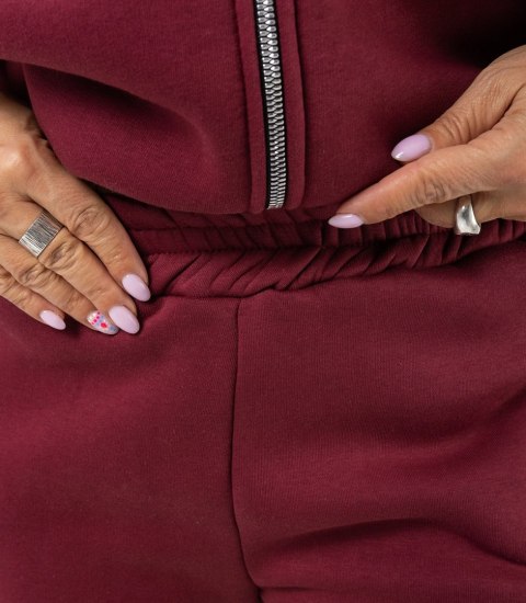 Ciepły gruby komplet dresowy rozpinana bluza LAURA (Czerwony)