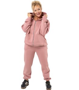 Ciepły gruby komplet dresowy rozpinana bluza LAURA (Różowy)