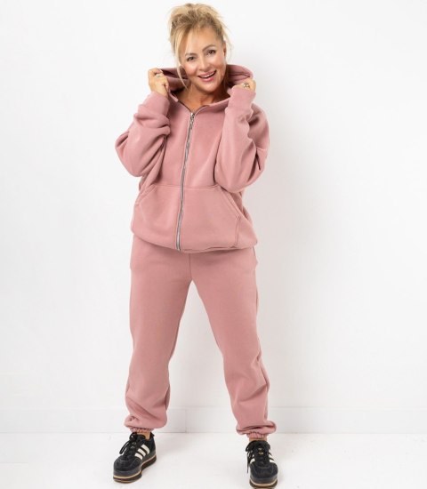 Ciepły gruby komplet dresowy rozpinana bluza LAURA (Różowy)