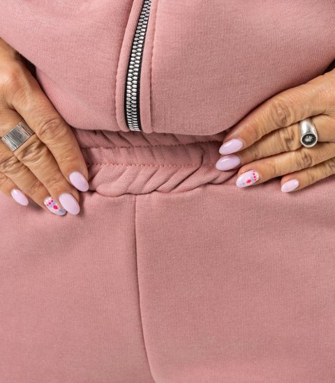 Ciepły gruby komplet dresowy rozpinana bluza LAURA (Różowy)