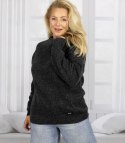 Ciepły sweter damski oversize dekolt łódka MARLENA (Szary)