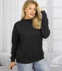Ciepły sweter damski oversize dekolt łódka MARLENA (Szary)