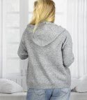Krótki rozpinany sweter z kapturem kardigan na suwak NORA (Szary)