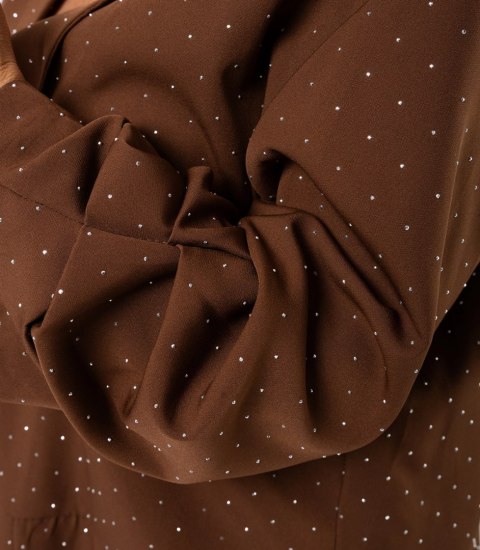 Marynarka oversize ozdobiona kryształkami STARDUST (Brązowy)