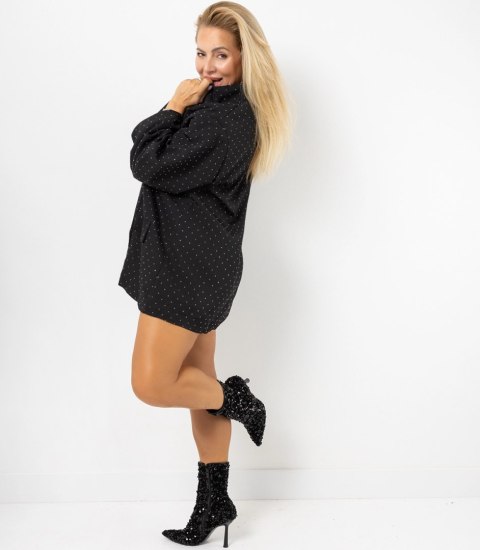 Marynarka oversize ozdobiona kryształkami STARDUST (Czarny)