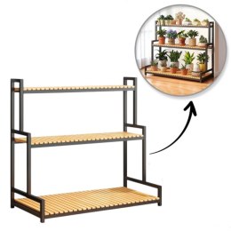 Blumenständer, Bücherregal, 3-stufiger Blumenständer, 120 x 40 x 95cm, schwarz SZ47CZ