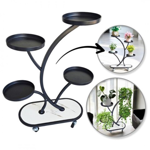 Blumenständer, Bücherregal, Metall Blumenständer auf Rädern 50x 25x 80cm SZ43CZ