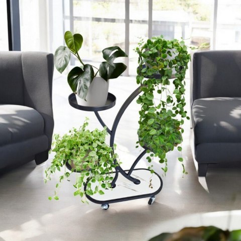 Blumenständer, Bücherregal, Metall Blumenständer auf Rädern 50x 25x 80cm SZ43CZ