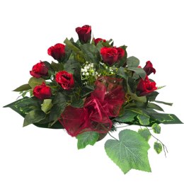 STROIK NA CMENTARZ KWIATY NA GRÓB POMNIK MISA Z OBCIĄŻENIEM CZERWONE RÓŻE