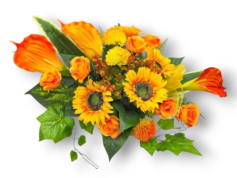 STROIK NA CMENTARZ KWIATY NA GRÓB POMNIK MISA Z OBCIĄŻENIEM SŁONECZNIKI