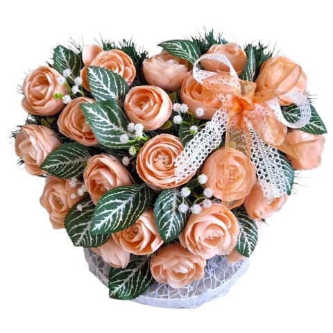 STROIK NA POMNIK KOMPOZYCJA KWIATOWA NA GRÓB SERCE NAGROBNE