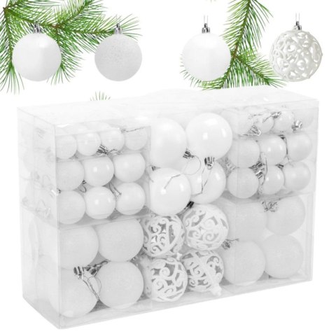 100er Set Kugeln im Paket, weiß, Christbaumkugeln BSN40