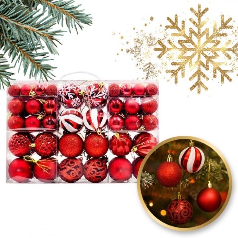 100er Set Weihnachtskugeln + Christbaumstern, rot-weiß BSN66