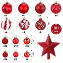100er Set Weihnachtskugeln + Christbaumstern, rot-weiß BSN66