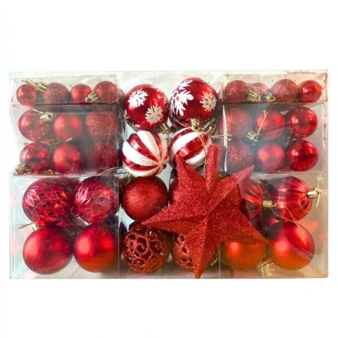 100er Set Weihnachtskugeln + Christbaumstern, rot-weiß BSN66