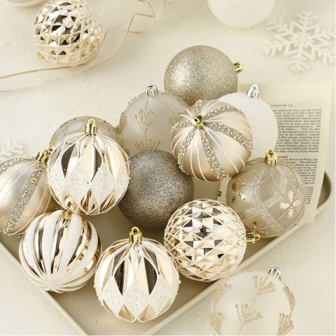 16er Set Kugeln im Paket, 8 cm Gold, Christbaumkugeln BSN43