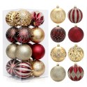 16er Set Kugeln im Paket, 8cm, Gold, Rot, Christbaumkugeln BSN58
