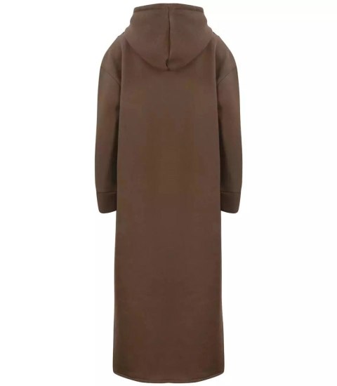 Ciepła bluza damska dresowa Oversize Sukienka Bawełniana Kaptur (Brązowy)